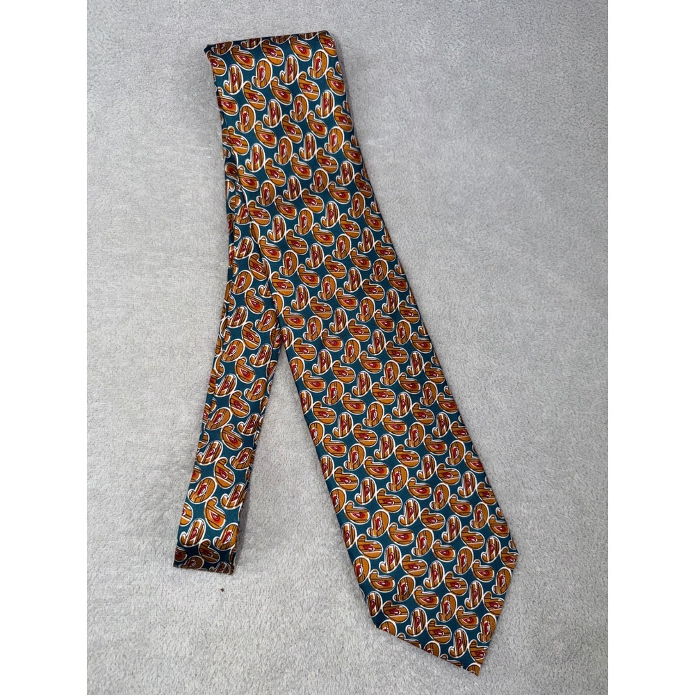 Zodiac Premium Men's Teal Paisley Silk Necktie Fast‎ Shipping!